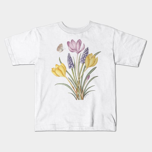 Crocus and Muscari Kids T-Shirt by Katia Galante Art